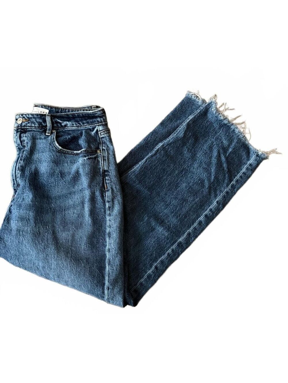 LOFT Women's The Curvy 90's Straight Denim Jeans Size 10 Distressed Grunge Urban